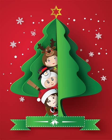 buon natale biglietto di auguri con i bambini - Scarica Immagini Vettoriali Gratis, Grafica ...