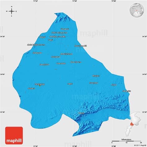 Political Map of Peshawar, single color outside