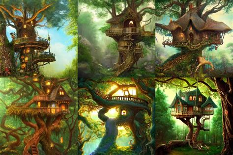 fancy treehouse in the enchanted forest detailed | Stable Diffusion | OpenArt