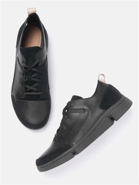 Buy Clarks Men Black Solid Leather Sneakers - Casual Shoes for Men 11381444 | Myntra