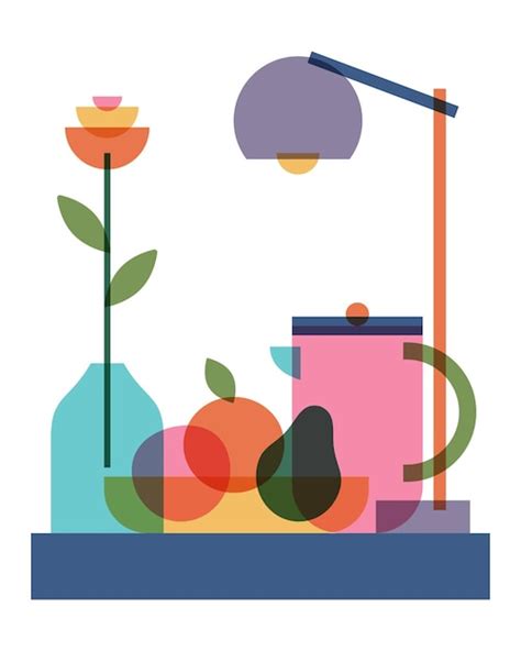 Premium Vector | Home decor fruit table minimalist illustration