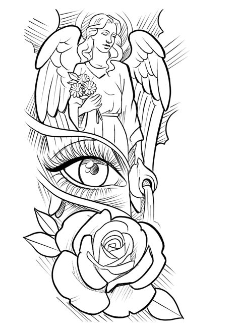 "All angels" 50page download #tattoo #stencils #sleeve #tattoostencilssleeve | Idee per tatuaggi ...