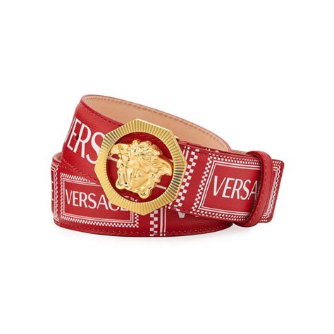 VERSACE 90's Printed Logo Belt, Red – OZNICO