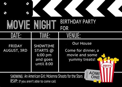 Movie Ticket Invitation Template Free Printable | Movie ticket invitations, Movie night ...