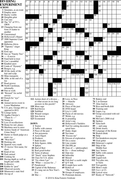 Free Printable Sunday Crossword Puzzles