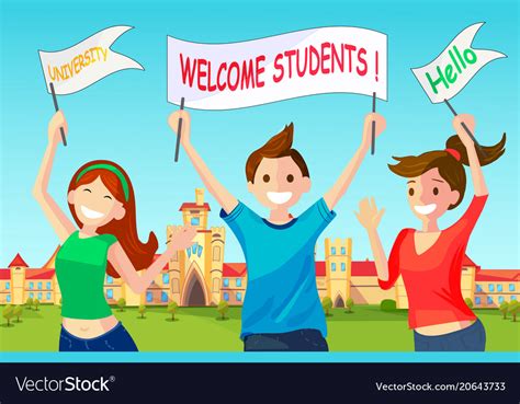 Welcome new students to university Royalty Free Vector Image