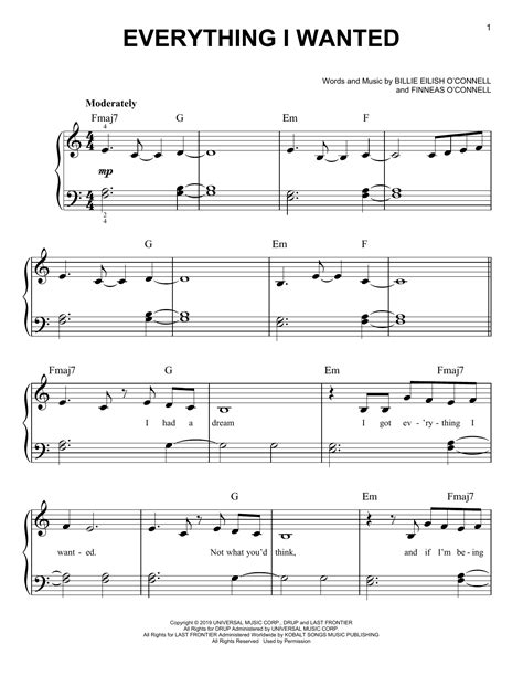 Billie Eilish - everything i wanted sheet music