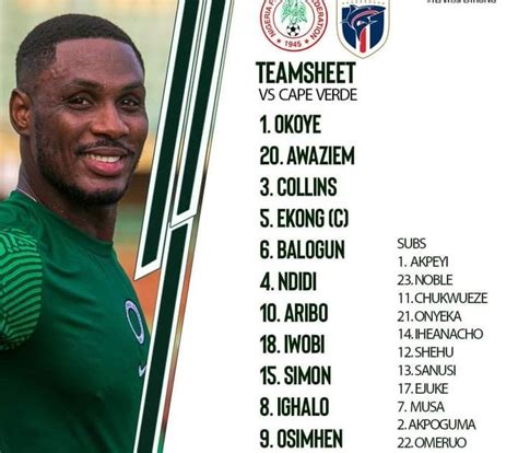 Nigeria vs Cape Verde: Super Eagles Official Line-up and How to Watch the Game - 5:00PM