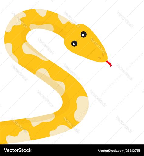 Yellow python snake red tongue golden crawling Vector Image