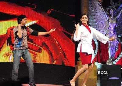 Deepika Padukone, Javed Akhtar and Farhan Akhtar in a still from the TV show Oye! It's Friday ...