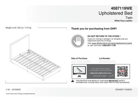 DOREL HOME PRODUCTS TWIN 4087119WE ASSEMBLY INSTRUCTIONS MANUAL Pdf Download | ManualsLib