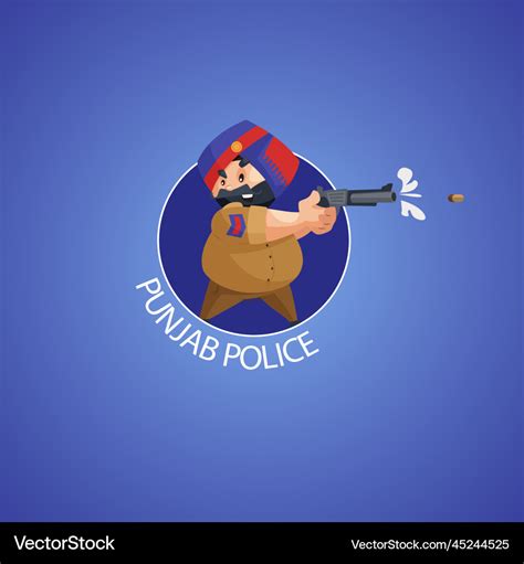 Punjab police mascot logo Royalty Free Vector Image