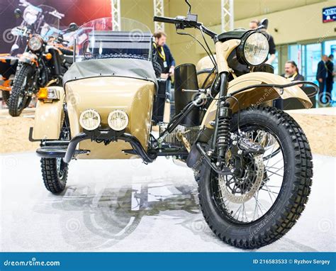 Moscow, RUSSIA - APRIL 02, 2021: Russian Motorcycle URAL with Sidecar ...