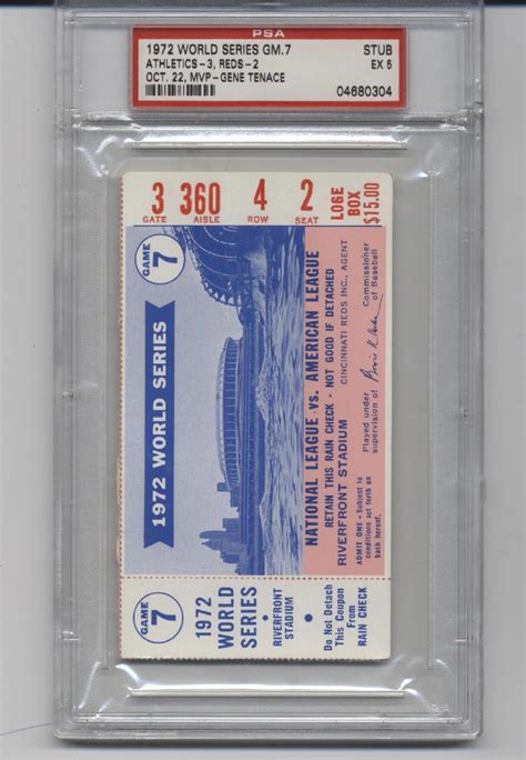 1972 World Series Game 7 Ticket Stub PSA 5 - Tickets From The Past