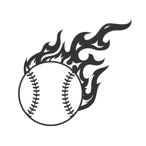 Hot baseball fire logo silhouette. softball club graphic design logos ...