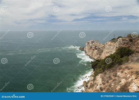 Nazare, Cliff and Lighthouse in Portugal Stock Photo - Image of coast, tourism: 27069340