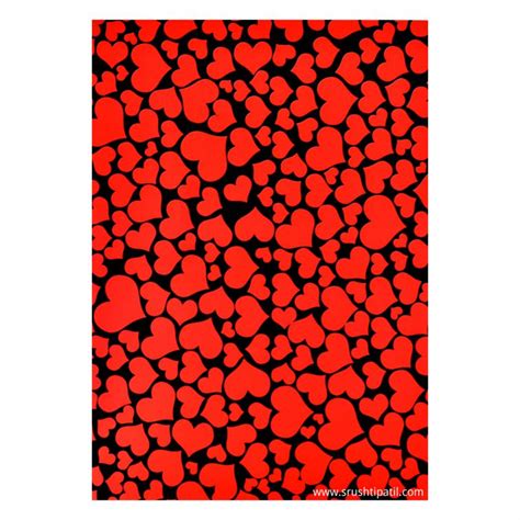 10 Sheets of Red Hearts Pattern Paper (Black) – Srushti Patil