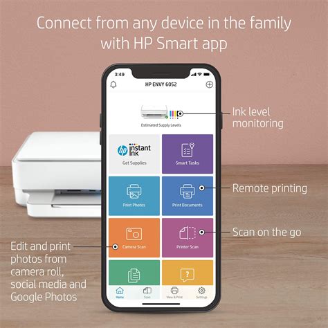 HP ENVY 6052 Wireless All-in-One Color Inkjet Printer, Mobile Print, Scan & Copy, Instant Ink ...