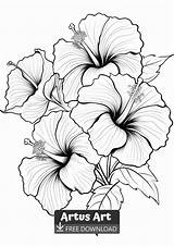 Hibiscus Haven Coloring Page In 2024  Pages Fall coloring sketch template