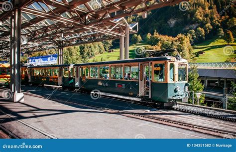 Vintage Train at Lauterbrunnen Station Start Point To Jungfrau Editorial Photography - Image of ...