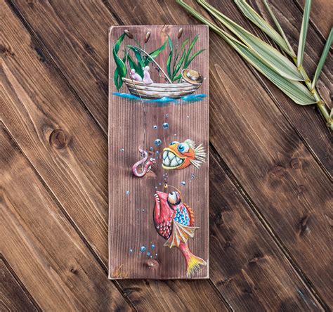 Fishing Funny Wall Art Hand Painted Wooden Decor Fisherman - Etsy