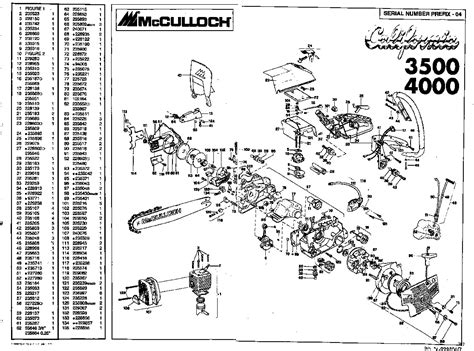 McCulloch California 3500 4000 Chainsaw Service Parts