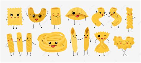 Macaroni Pasta Vector Hd PNG Images, Doodle Pasta Characters Food ...