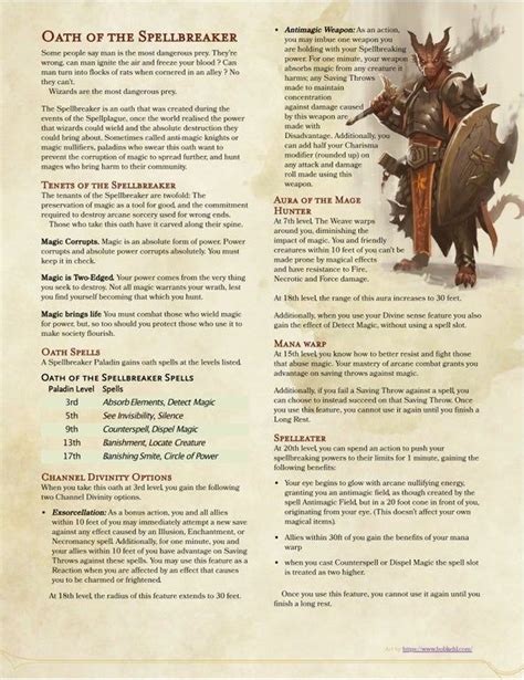 Oath of the Spellbreaker // A Paladin Oath sworn to keep spell casters ...