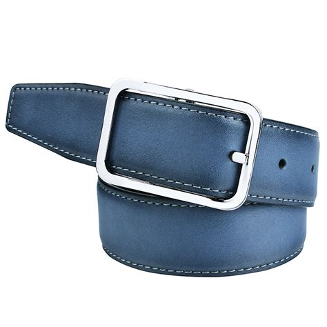 Men's Blue Belt Genuine Leather Belts Reversible 90 cm 125 cm Strap ...