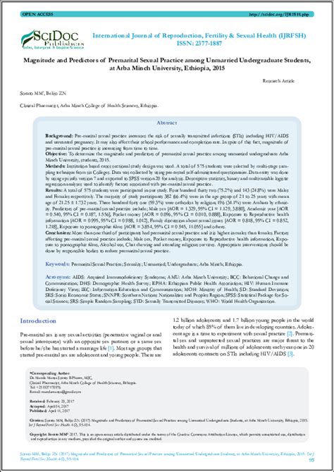 (PDF) Magnitude and Predictors of Premarital Sexual Practice among ...