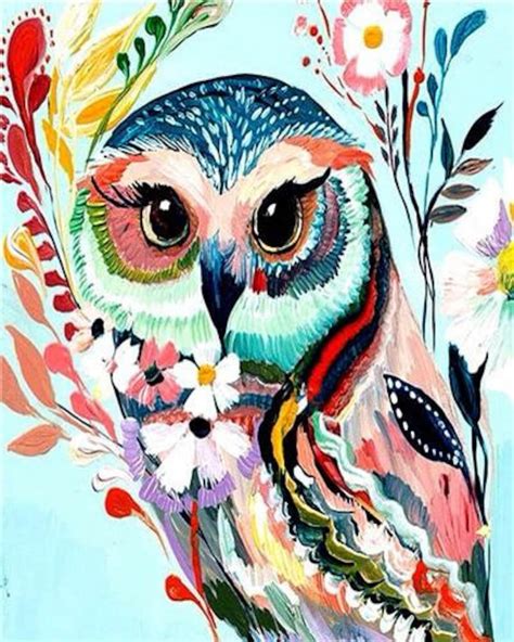 DIY Paint by number kit Owl picture | Etsy