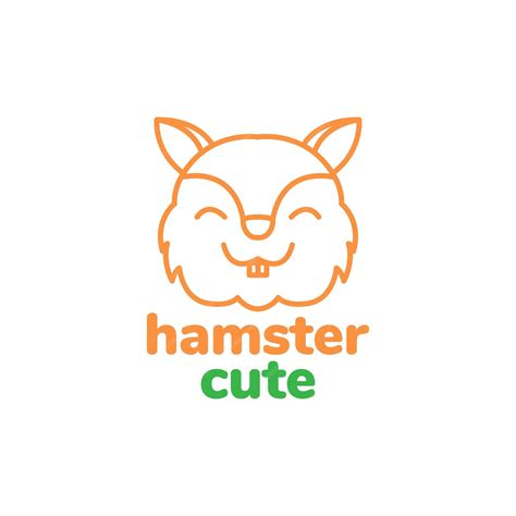 Premium Vector | Line head smile hamster cute logo design vector ...