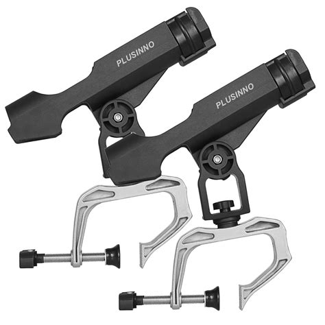 PLUSINNO Fishing Boat Rods Holder with Large Clamp Opening 360 Degree Adjustable Fishing Rod ...