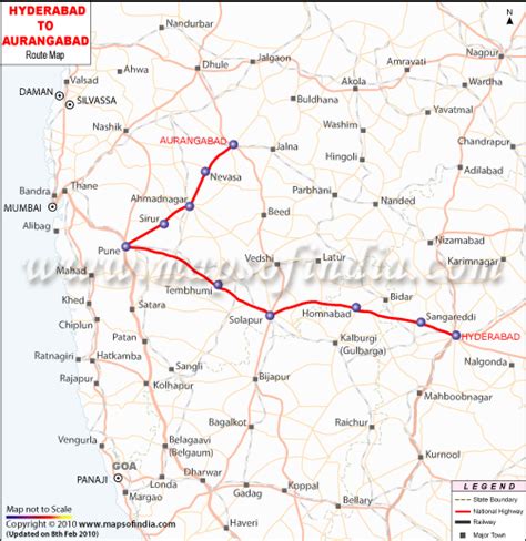 Hyderabad to Aurangabad Route Map