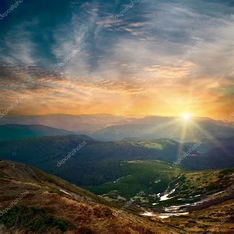 Majestic mountain sunset Stock Photo by ©SergeyIT 6217554