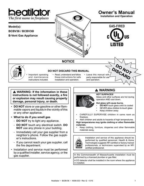 Heatilator Gas Fireplace User Manual – Mriya.net