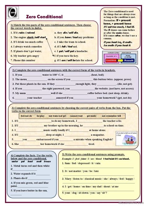 Zero conditional (exercises) gramma…: English ESL worksheets pdf & doc