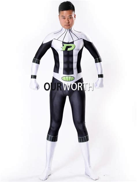 Newest Danny Phantom Superhero Costume Male Spandex Cosplay Costume Halloween Tight Zentai Suit ...