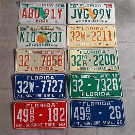 USA - 10 x authentic, original Florida license plates from 1966 onward - Catawiki