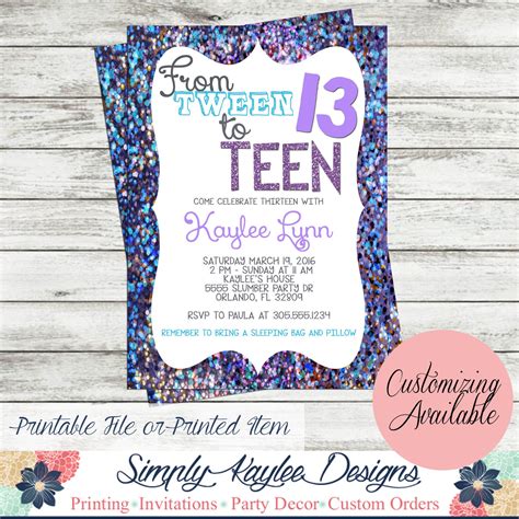 Tween to Teen Birthday Party Invitation by SimplyKayleeDesigns