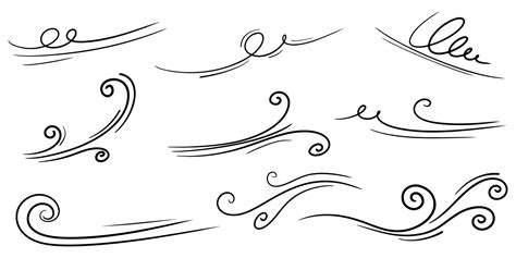 Doodle of wind gust isolated on a white background. hand drawn vector ...