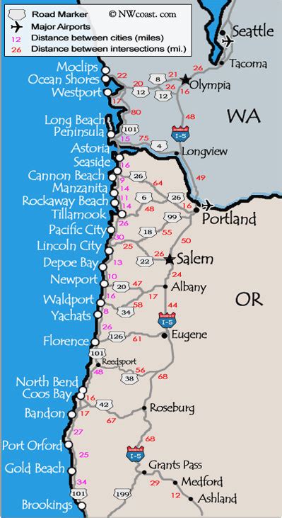 Oregon Coast Lighthouses Map | secretmuseum