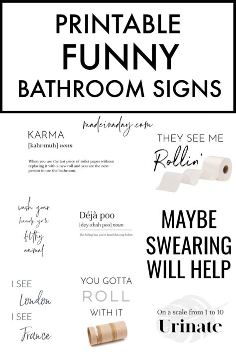 9 Stylish Free Funny Bathroom Printables | Made In A Day