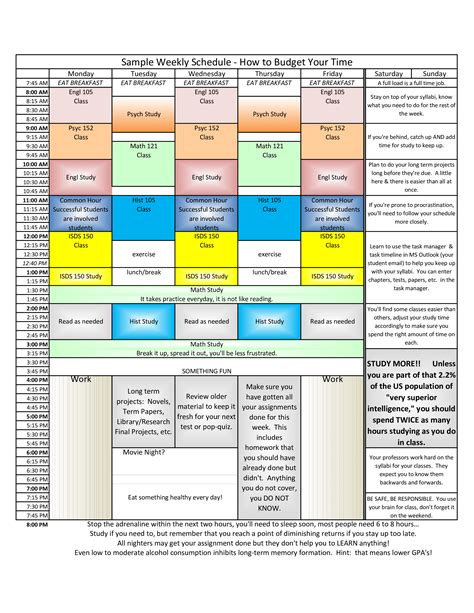 Activity Schedule Template