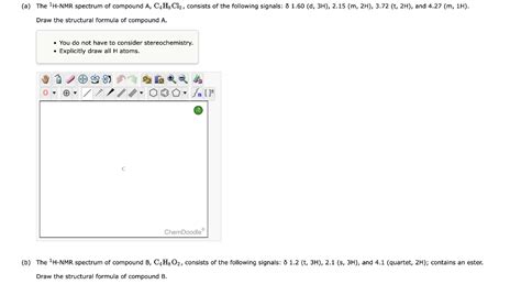 Solved (a) The 1H−NMR spectrum of compound A,C4H8Cl2, | Chegg.com