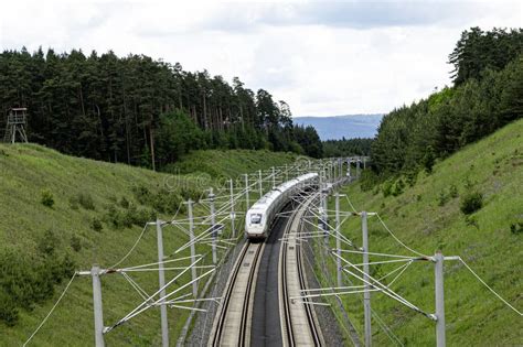 A High Speed Train on a Intercity Line in Thuringia Mountains Stock Photo - Image of train ...