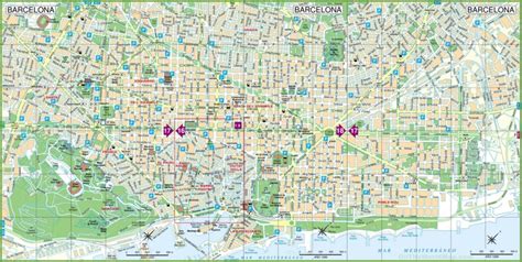 Large detailed tourist street map of Barcelona