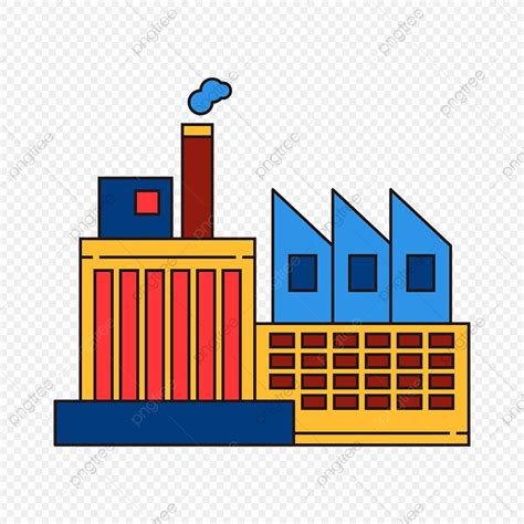 Cute Cartoon Factory Clipart, Line Drawing Factory, Factory Icon, Building PNG and Vector with ...