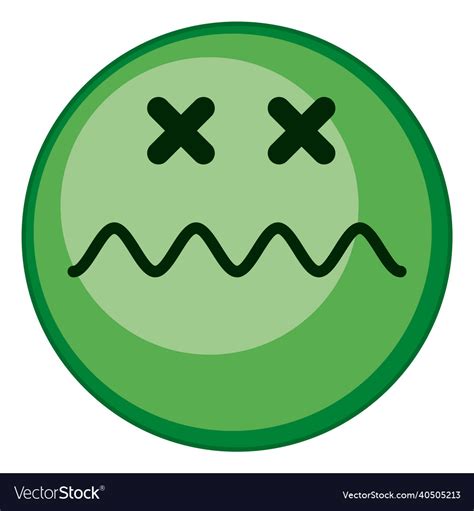 Green emoji with crossed out eyes dead face Vector Image