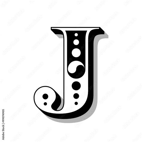 Classic vintage font, letter J, vector. Stock Vector | Adobe Stock